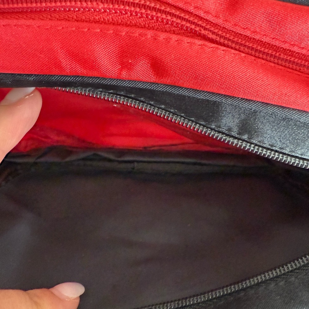 YSL Beautu vintage makeup bag- Black and Red Zip Pouch with Gold Medallion Charm - Picture 8 of 9